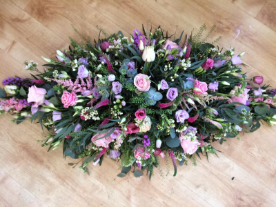 Soft pink and Lilac Spray - A beautiful double ended spray of soft pinks and lilacs. 
